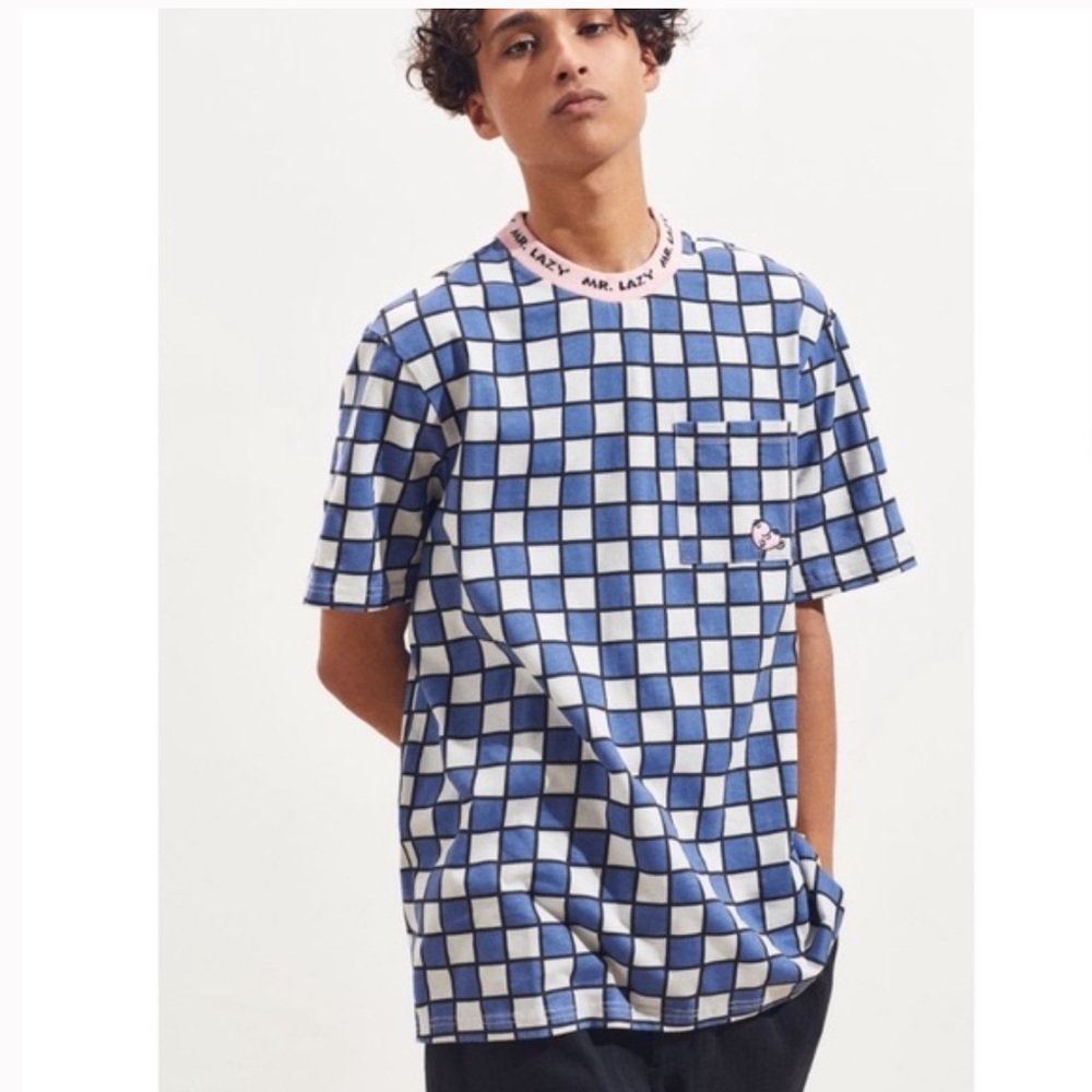 Lazy oaf x mr men little miss checkered t shirt never worn tag on XL